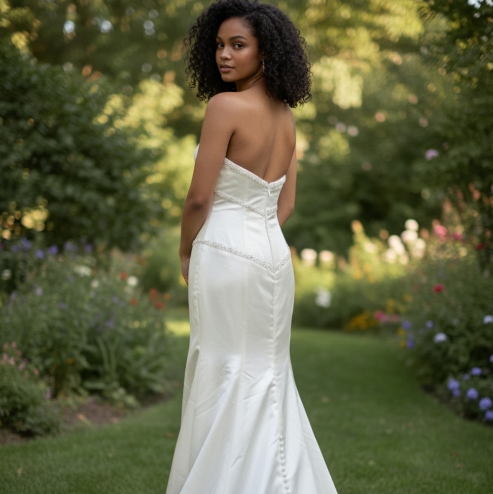 Vintage Paloma Blanca Strapless Wedding Gown with Jacket - Size 12 - Champagne - Picture 8 of 13